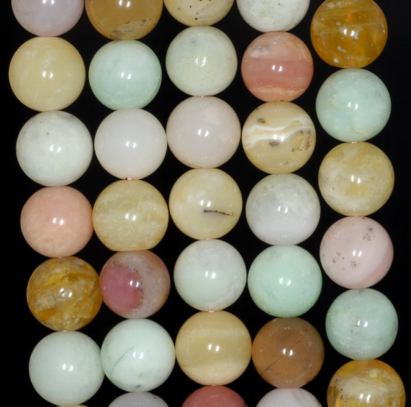 11MM Pink Yellow Green Mix Opal Gemstone Round Loose Beads 7.5 inch Half Strand (80003806 H-B101)