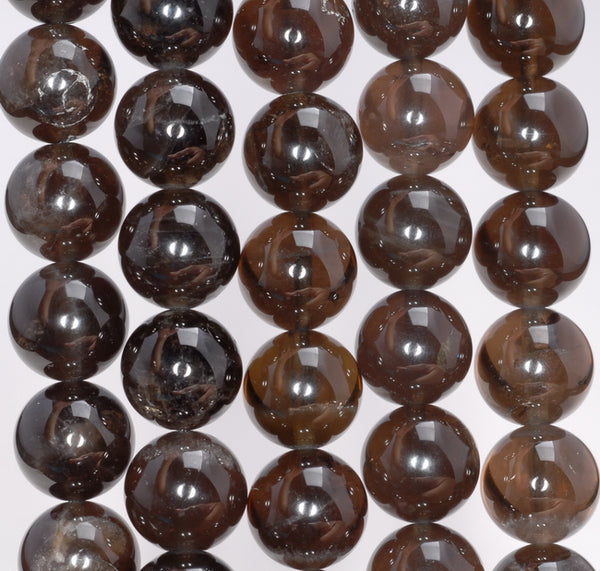 10MM Natural Dark Black Smoky Quartz Gemstone Grade AAA Round Loose Beads 15.5 inch Full Strand (80003809-B96)