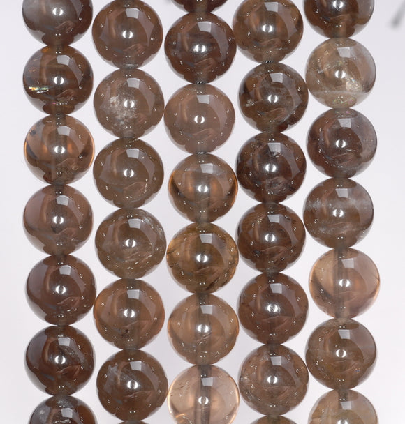 10MM Natural Dark Black Smoky Quartz Gemstone Grade AA Round Loose Beads 7.5 inch Half Strand (80003810 H-B96)