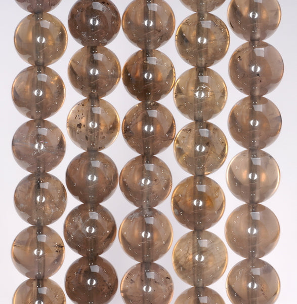 10MM Natural Light Clear Smoky Quartz Gemstone Grade A Round Loose Beads 15.5 inch Full Strand (80003811-B96)