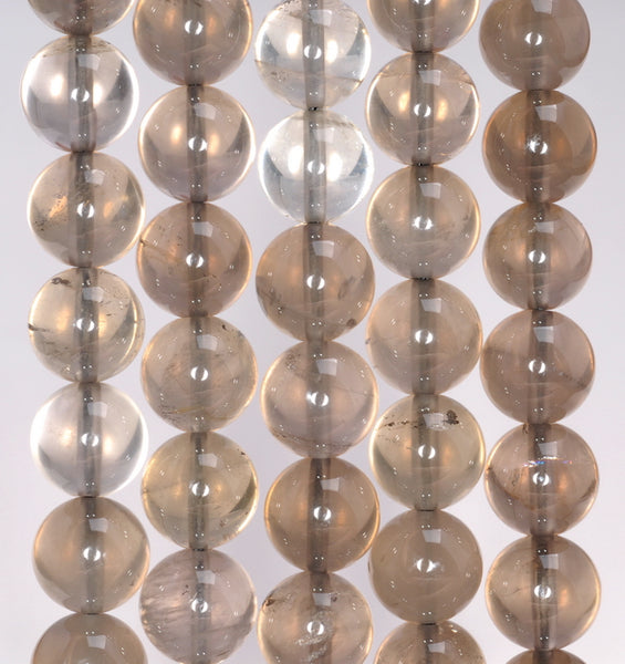 10MM Natural Light Clear Smoky Quartz Gemstone Grade A Round Loose Beads 15.5 inch Full Strand (80003812-B96)