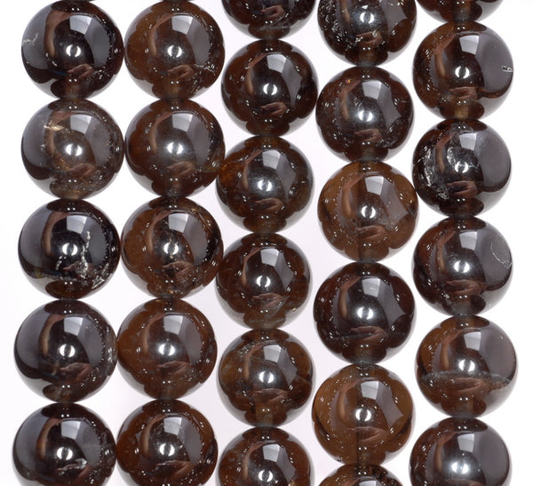 12MM Natural Dark Black Smoky Quartz Gemstone Grade AAA Round Loose Beads 15.5 inch Full Strand (80003813-B96)