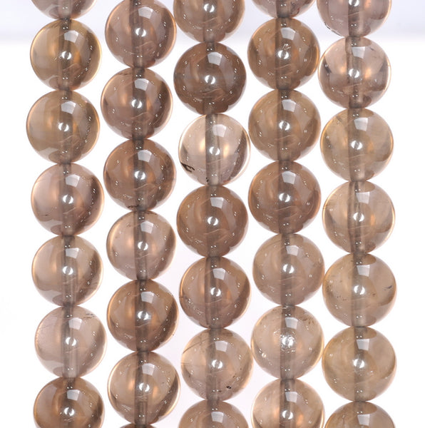 10MM Natural Light Clear Smoky Quartz Gemstone Grade AA Round Loose Beads 15.5 inch Full Strand (80003818-B94)