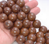 17-18MM Brown Lace Sandalwood Round Loose Beads 8 inch (80003901-W10)