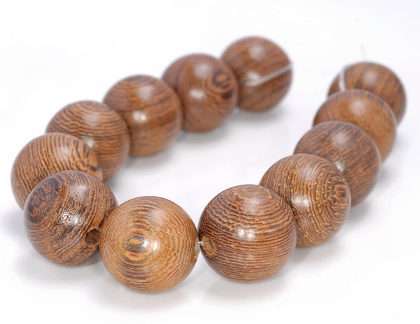 17-18MM Sennawood Round Loose Beads 8 inch (80003902-W10)