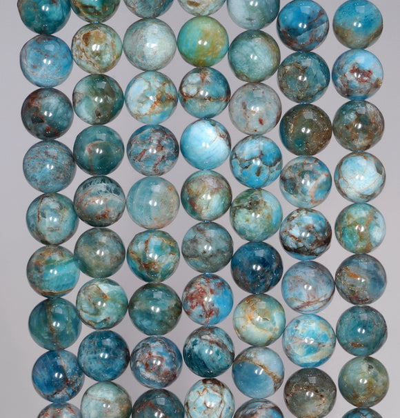 6-7MM White Blue Apatite Gemstone Round Loose Beads 15.5 inch Full Strand (80003922-B98)