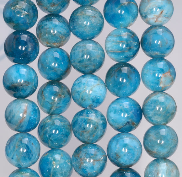 9MM Ocean Blue Apatite Gemstone Grade A Round Loose Beads 7.5 inch Half Strand (80003929-B104)