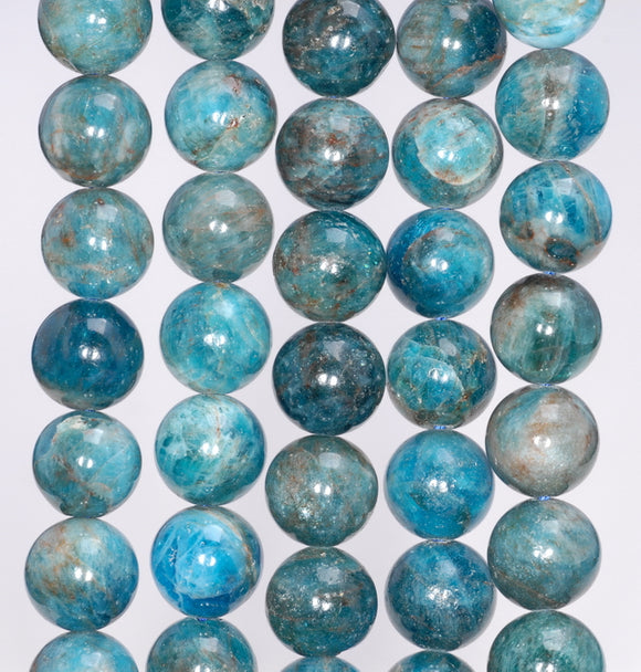 9MM Blue Apatite Gemstone Grade AB Round Loose Beads 15 inch Full Strand (80003931-B104)