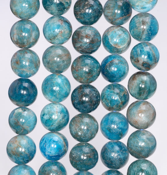 9MM Blue Apatite Gemstone Grade AB Round Loose Beads 15 inch Full Strand (80003931-B104)