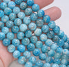 9-10MM Ocean Blue Apatite Gemstone Grade A Round Loose Beads 7.5 inch Half Strand (80003932-B104)