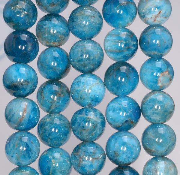 9-10MM Ocean Blue Apatite Gemstone Grade AB Round Loose Beads 7.5 inch Half Strand (80003933-B104)