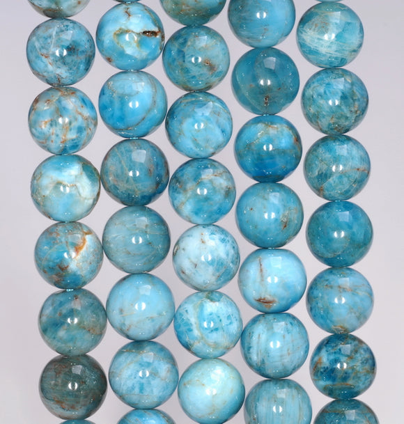 9-10MM Light Blue Apatite Gemstone Grade AB Round Loose Beads 7.5 inch Half Strand (80003934-B104)