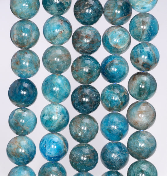 9-10MM Blue Apatite Gemstone Grade AB Round Loose Beads 15.5 inch Full Strand (80003935-B104)