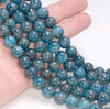 10MM Dark Blue Apatite Gemstone Grade A Round Loose Beads 7.5 inch Half Strand (80003936-B104)