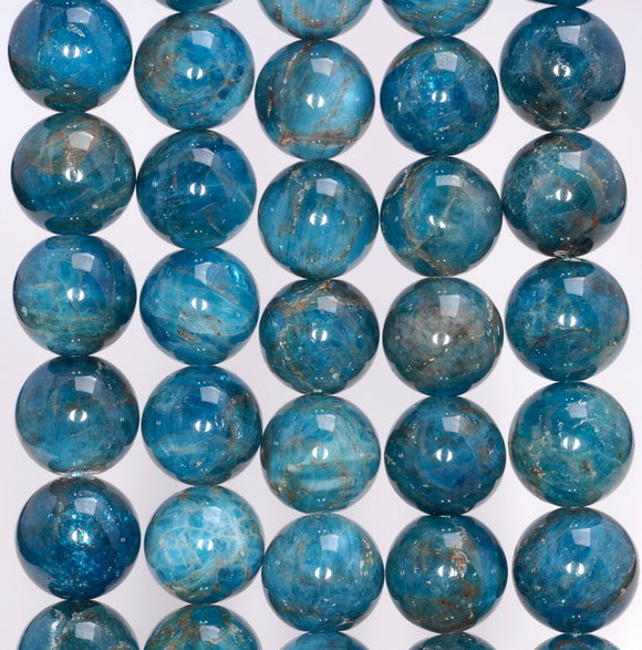 11MM Dark Blue Apatite Gemstone Grade A Round Loose Beads 7.5 inch Half Strand (80003943-B104)