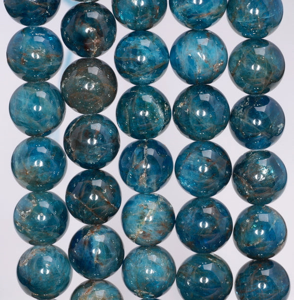 11MM Dark Blue Apatite Gemstone Grade A Round Loose Beads 7.5 inch Half Strand (80003944-B104)