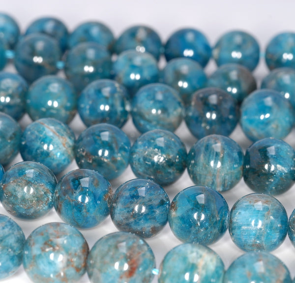 11MM Dark Blue Apatite Gemstone Grade AB Round Loose Beads 7.5 inch Half Strand (80003946-B104)