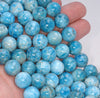 11-12MM Ocean Blue Apatite Gemstone Grade A Round Loose Beads 7.5 inch Half Strand (80003949-B104)