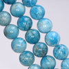 11-12MM Ocean Blue Apatite Gemstone Grade A Round Loose Beads 7.5 inch Half Strand (80003949-B104)