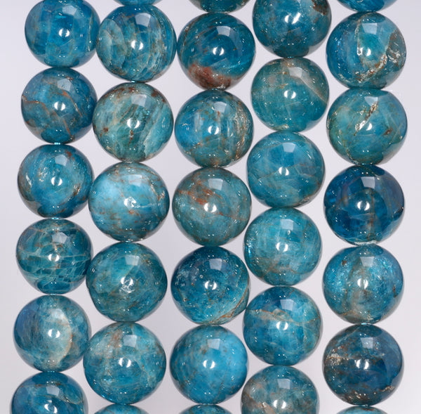 11-12MM Dark Blue Apatite Gemstone Grade AB Round Loose Beads 7.5 inch Half Strand (80003953-B105)