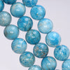 12-13MM Ocean Blue Apatite Gemstone Grade A Round Loose Beads 7.5 inch Half Strand (80003963-B105)