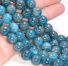 12-13MM Dark Blue Apatite Gemstone Grade A Round Loose Beads 7.5 inch Half Strand (80003964-B105)