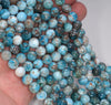 8MM White Blue Apatite Gemstone Round Loose Beads 7.5 inch Half Strand (80003983 H-B98)