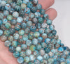 8MM White Blue Apatite Gemstone Round Loose Beads 7.5 inch Half Strand (80003984 H-B99)