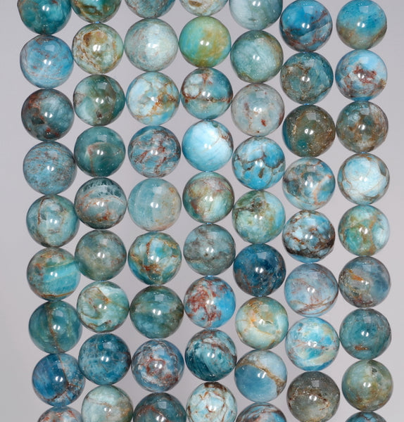 8MM White Blue Apatite Gemstone Round Loose Beads 7.5 inch Half Strand (80003984 H-B99)