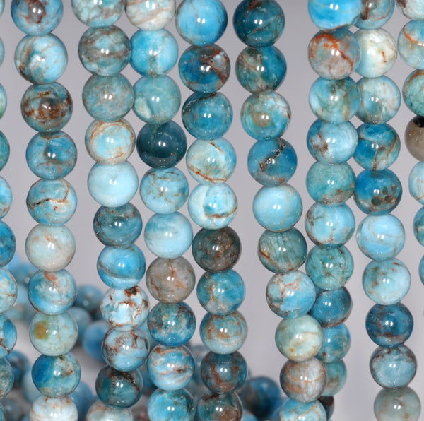 10MM White Blue Apatite Gemstone Round Loose Beads 7.5 inch Half Strand (80003985 H-B99)