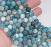 10MM White Blue Apatite Gemstone Round Loose Beads 7.5 inch Half Strand (80003986 H-B99)