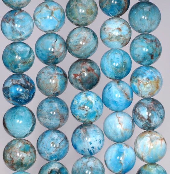 12MM White Blue Apatite Gemstone Round Loose Beads 15.5 inch Full Strand (80003987-B99)