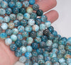 12MM White Blue Apatite Gemstone Round Loose Beads 15.5 inch Full Strand (80003988-B99)