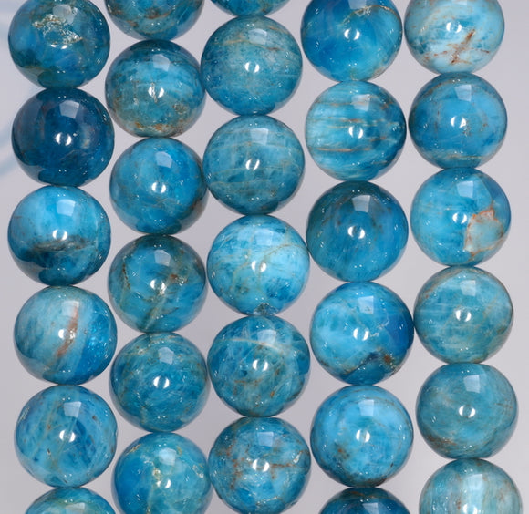 13MM Ocean Blue Apatite Gemstone Grade AB Round Loose Beads 7.5 inch Half Strand (80003991-B105)