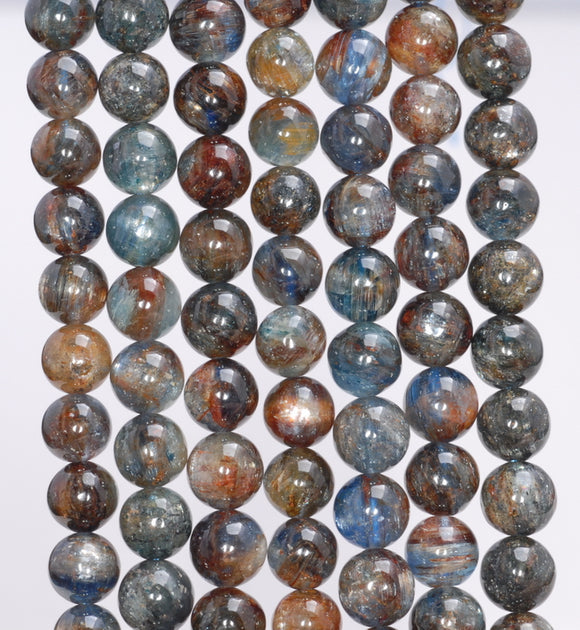 7MM Brown Blue Kyanite Gemstone Round Loose Beads 15.5 inch Full Strand (80004011-A174)