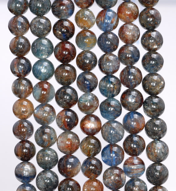 7-8MM Blue Brown Kyanite Gemstone Grade AB Round Loose Beads 15.5 inch Full Strand (80004016-B111)