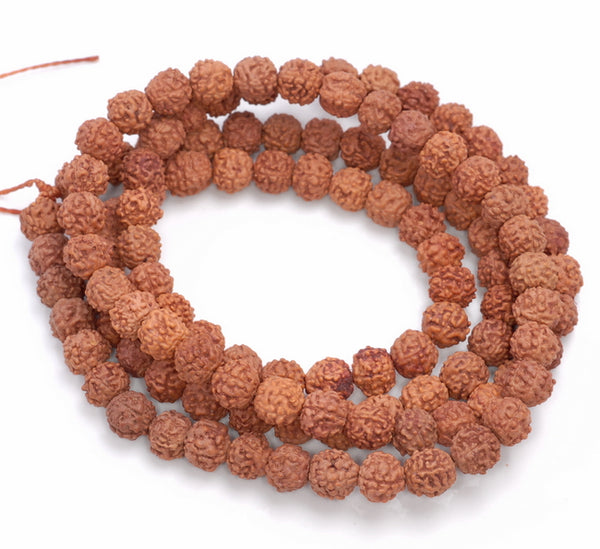 6-7MM Natural Rudraksha Bodhi Seed Round Loose Beads 24 inch (80004029-W11)