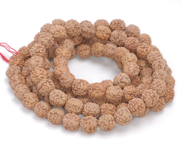 9MM Natural Rudraksha Bodhi Seed Round Loose Beads 21 inch (80004031-W11)