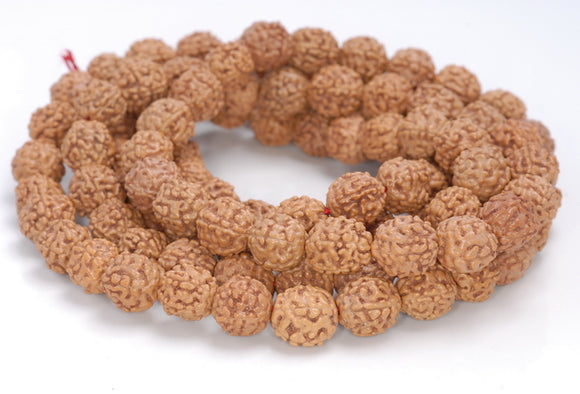 9-10MM Natural Rudraksha Bodhi Seed Round Loose Beads 38 inch (80004033-W11)