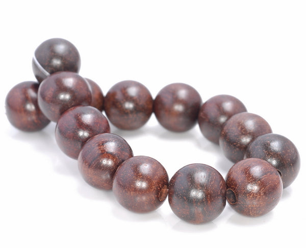 15MM Red Sandalwood Round Loose Beads 8 inch (80004036-W11)