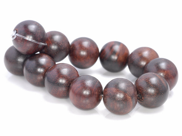 18MM Dark Red Sandalwood Round Loose Beads 8 inch (80004037-W11)