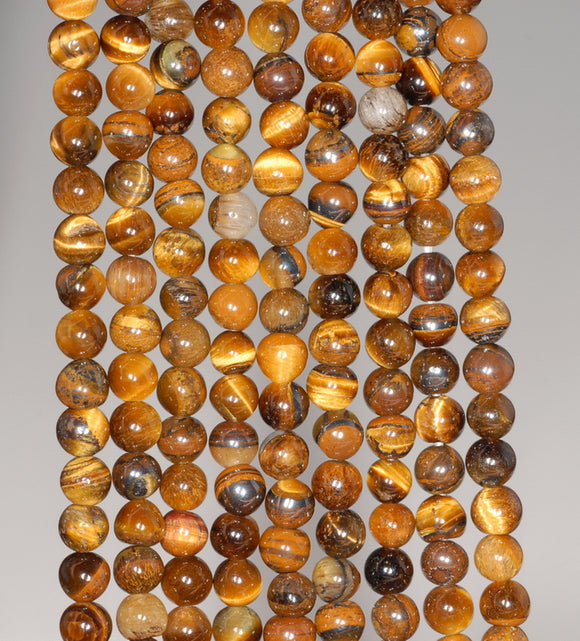 4MM Tiger Eye Gemstone Grade AB Round Loose Beads 15 inch Full Strand (80004041-B107)