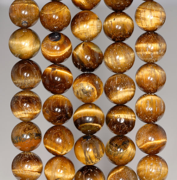 10MM Tiger Eye Gemstone Grade B Round Loose Beads 7.5 inch Half Strand (80004051 H-B107)