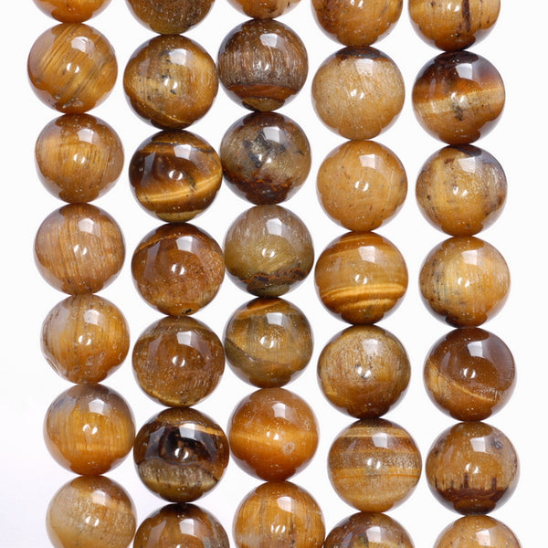 10MM Tiger Eye Gemstone Grade AB Round Loose Beads 15.5 inch Full Strand (80004053-B107)