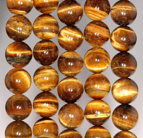 12MM Tiger Eye Gemstone Grade AB Round Loose Beads 15.5 inch Full Strand (80004054-B107)