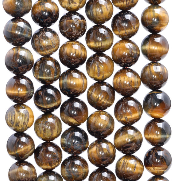 12MM Tiger Eye Gemstone Grade AB Round Loose Beads 7.5 inch Half Strand (80004055 H-B108)