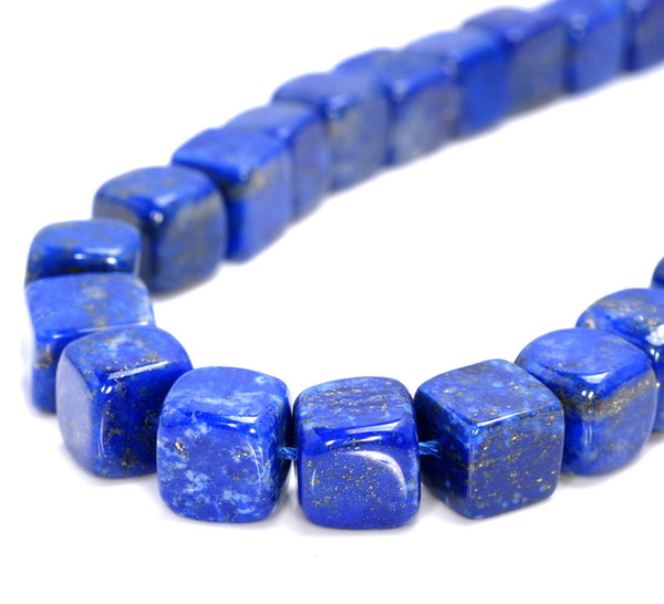 9-10MM Lapis Lazuli Gemstone Grade AAA Cube Loose Beads 7 inch Half Strand (80004069-B106)