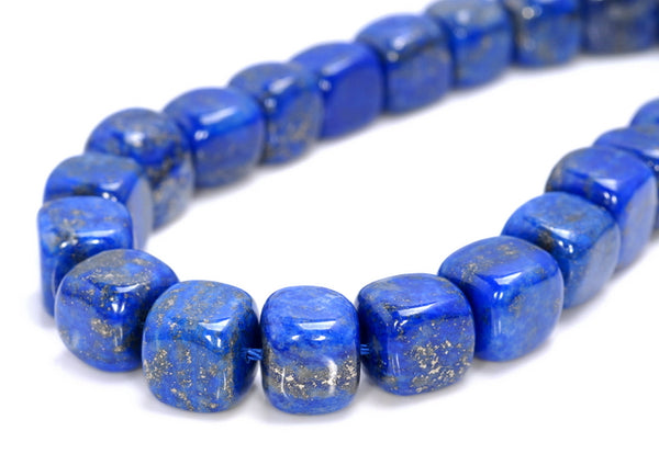 9-10MM Lapis Lazuli Gemstone Grade AA Cube Loose Beads 7 inch Half Strand (80004073-B110)