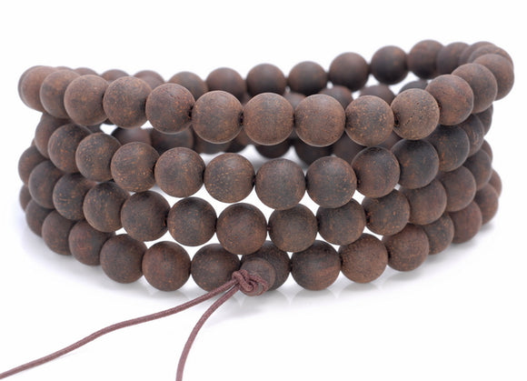 6MM Matte Vietnam Aquilaria Eaglewood Round Loose Beads 26 inch (80004079-W11)