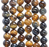 8MM Golden Blue Tiger Eye Gemstone Round Loose Beads 15.5 inch Full Strand (80004083-B110)